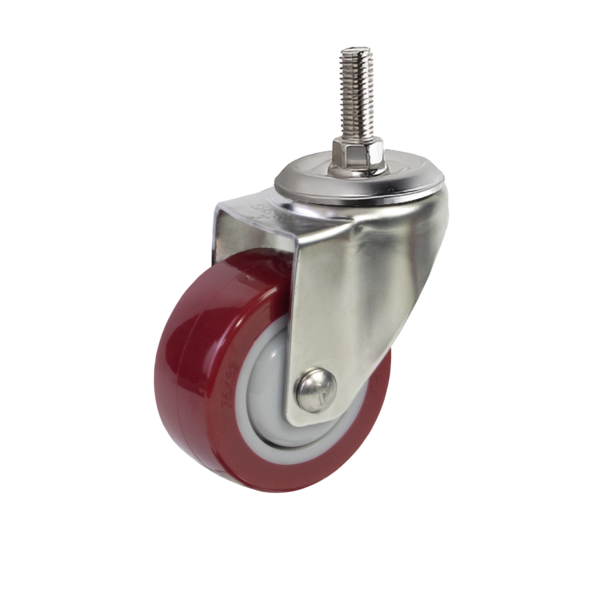 Bánh xe đẩy PU inox 304 tải 80–130kg | CV20PU-304-75mm
