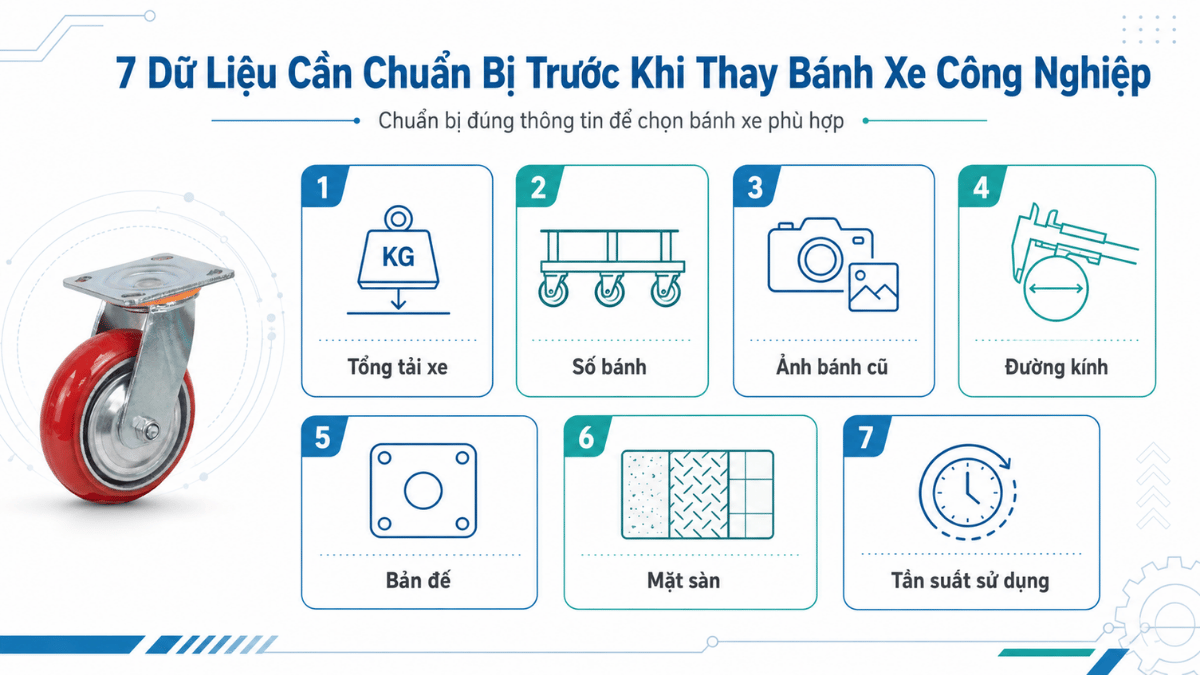 Checklist kiểm tra bánh xe PU công nghiệp trước khi thay mới