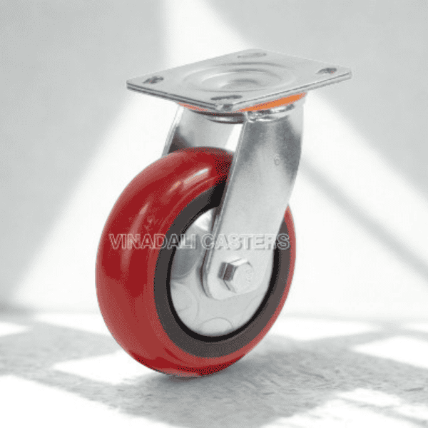 bánh xe đẩy TPU đỏ bo tròn tải nặng