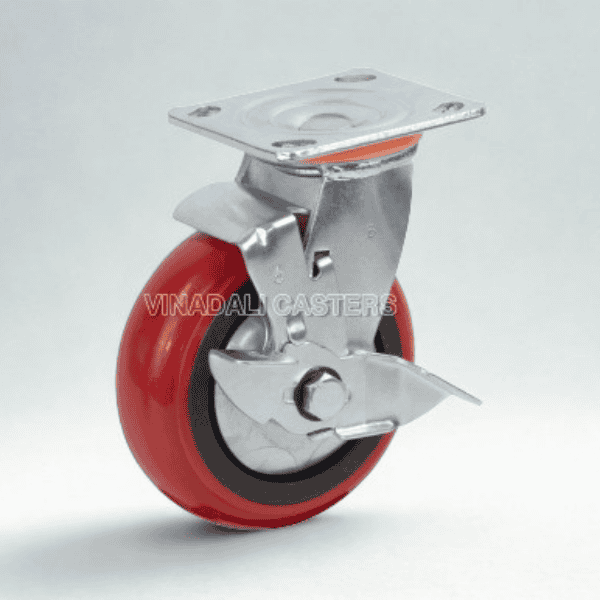 bánh xe đẩy TPU đỏ bo tròn tải nặng