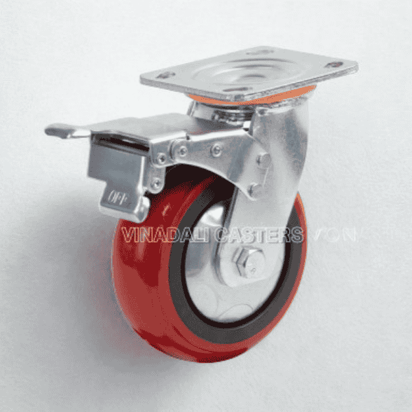 bánh xe đẩy TPU đỏ bo tròn tải nặng