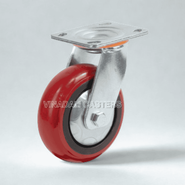 bánh xe đẩy TPU đỏ bo tròn tải nặng